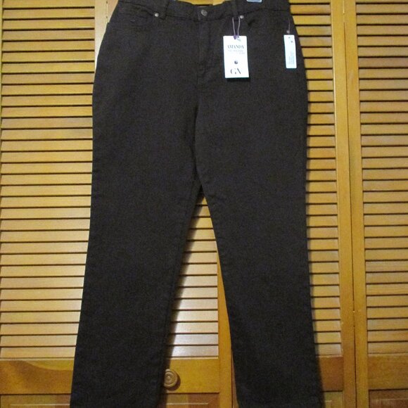 Gloria Vanderbilt pants NEW Amanda dark chocolate brown stretchy size 14S - Picture 1 of 10